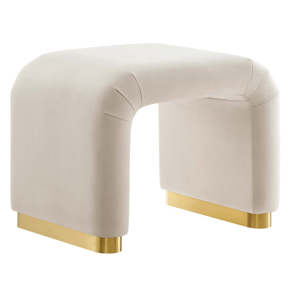 Modway Koda Performance Velvet Waterfall Stool Brass Almond Eei 6733 Bra Alm