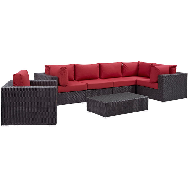 7 Piece Outdoor Patio Sectional Set By Modernway 5 2157 5 Red Set 5 2157 5 Red Set
