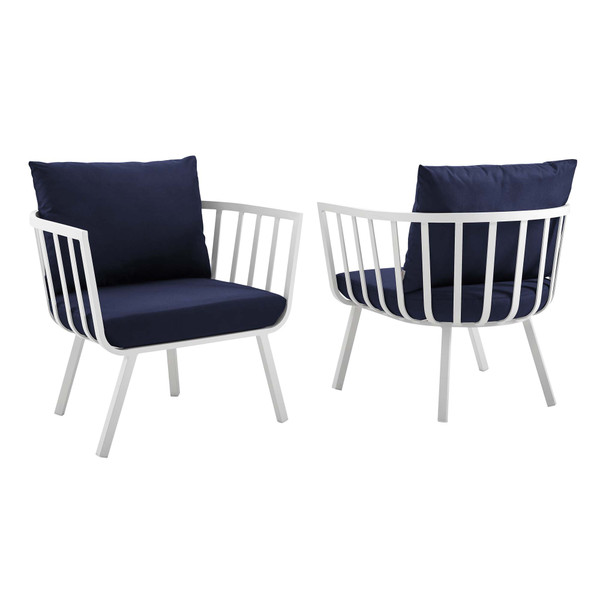 Outdoor Patio Aluminum Armchair Set Of 2 By Modernway 5 3960 23 Nav 5 3960 23 Nav
