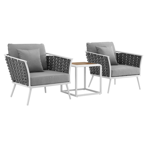 3 Piece Outdoor Patio Aluminum Sectional Sofa Set By Modernway 5 3163 23 Gry Set 5 3163 23 Gry Set