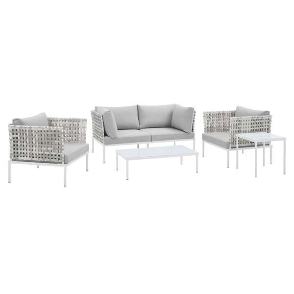5 Piece Sunbrella Basket Weave Outdoor Patio Aluminum Seating Set By Modernway 5 4692 20 Gry Set 5 4692 20 Gry Set
