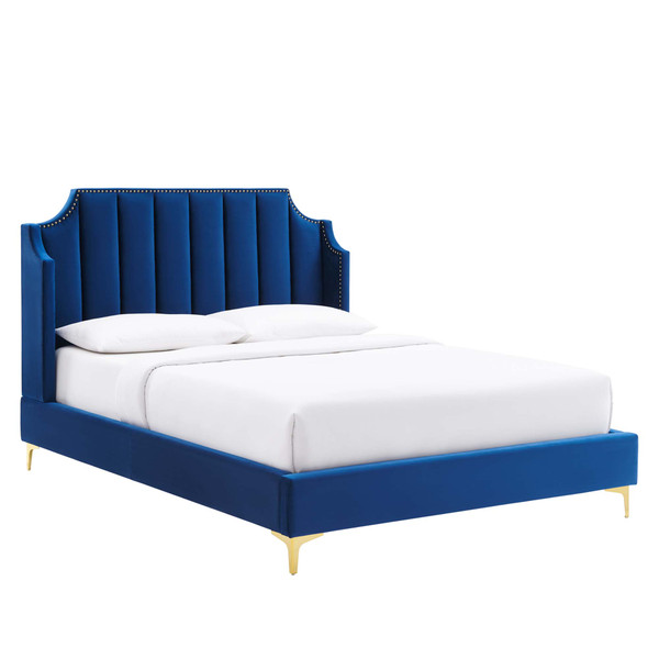 Performance Velvet Queen Platform Bed By Modernway 13 6412 14 13 6412 14