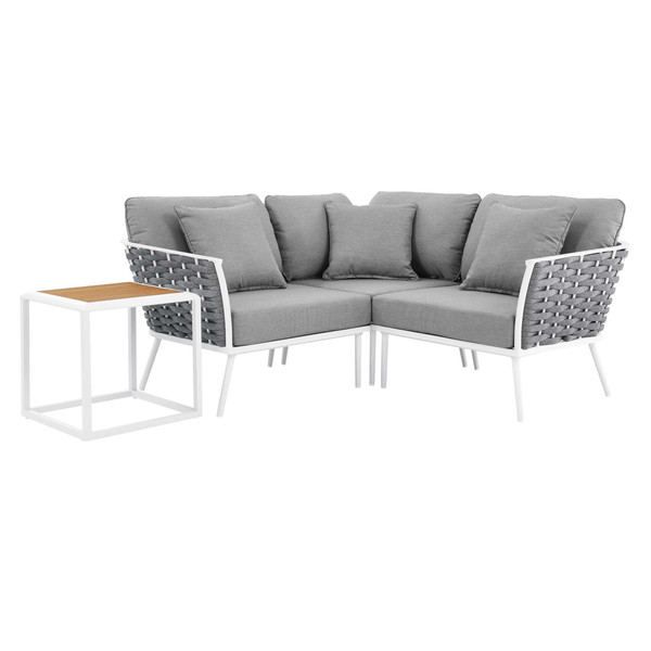4 Piece Outdoor Patio Aluminum Sectional Sofa Set By Modernway 5 5755 23 Gry 5 5755 23 Gry