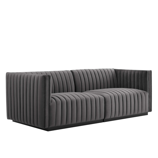 Channel Tufted Performance Velvet Loveseat By Modernway 5 5764 2 Gry 5 5764 2 Gry