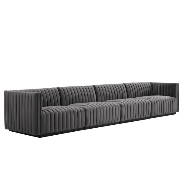 4 Piece Channel Tufted Performance Velvet Sofa By Modernway 5 5767 2 Gry 5 5767 2 Gry