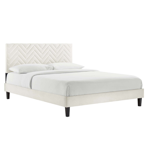 Chevron Tufted Performance Velvet Queen Platform Bed By Modernway 13 6973 23 13 6973 23