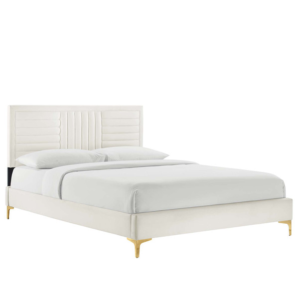 Channel Tufted Performance Velvet Queen Platform Bed By Modernway 13 6979 23 13 6979 23