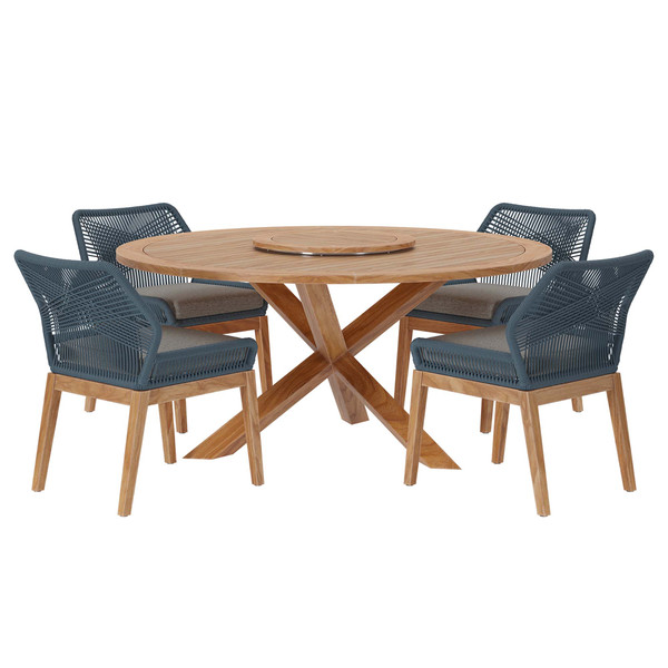 5 Piece Outdoor Patio Teak Wood Dining Set By Modernway 5 6118 2 Gph 5 6118 2 Gph