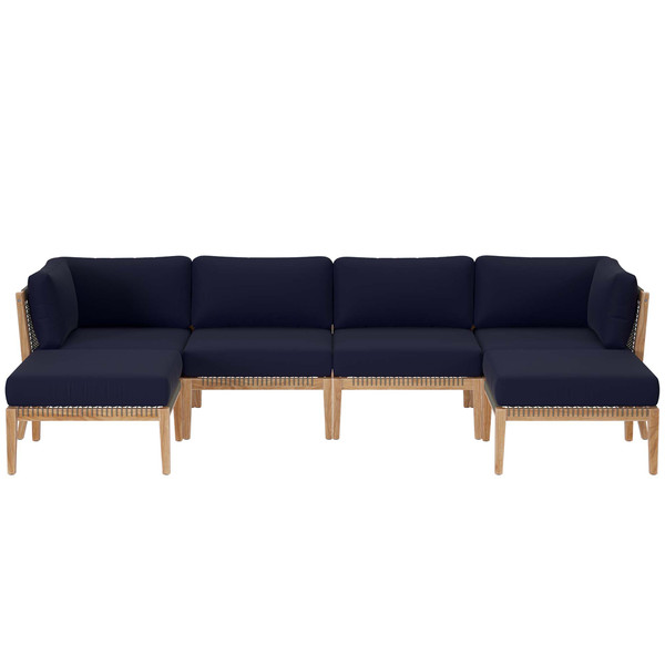 6 Piece Outdoor Patio Teak Wood Sectional Sofa By Modernway 5 6122 7 Nav 5 6122 7 Nav
