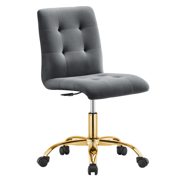 Armless Performance Velvet Office Chair By Modernway 5 4973 7 Gry 5 4973 7 Gry