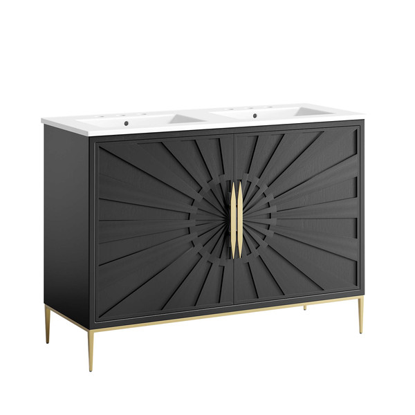 48 Double Sink Bathroom Vanity By Modernway 5 6305 23 Blk 5 6305 23 Blk