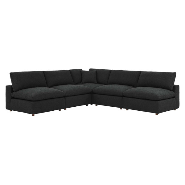 5 Piece Down Filled Overstuffed Boucle Fabric Sectional Sofa By Modernway 5 6367 2 5 6367 2