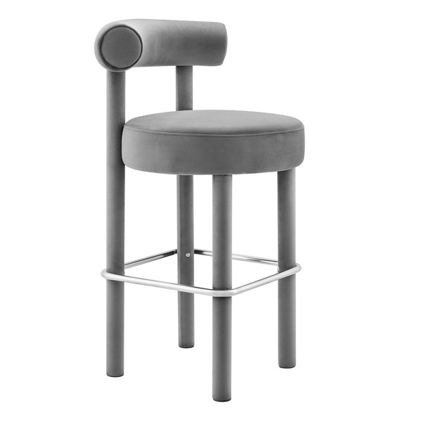 Performance Velvet Bar Stool By Modernway 5 6386 7 Slv 5 6386 7 Slv