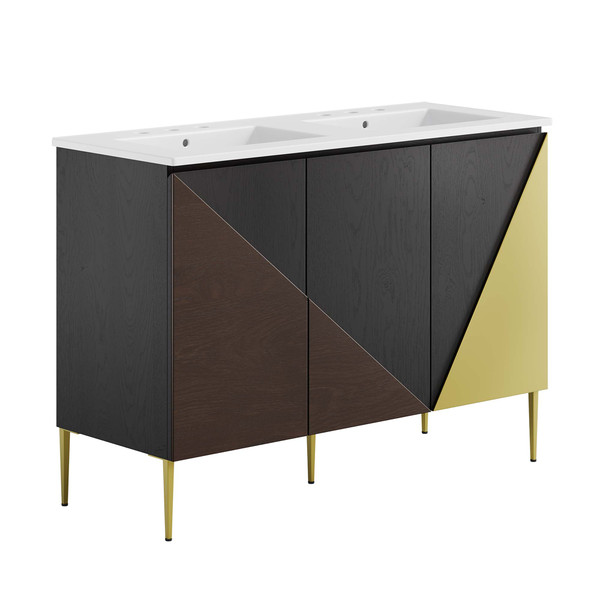 48 Double Sink Bathroom Vanity By Modernway 5 6468 23 Blk 5 6468 23 Blk