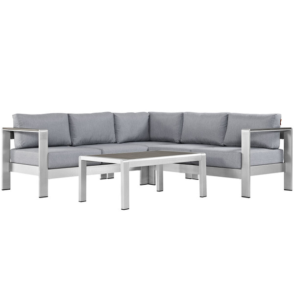 4 Piece Outdoor Patio Aluminum Sectional Sofa Set By Modernway 5 2559 19 Gry 5 2559 19 Gry