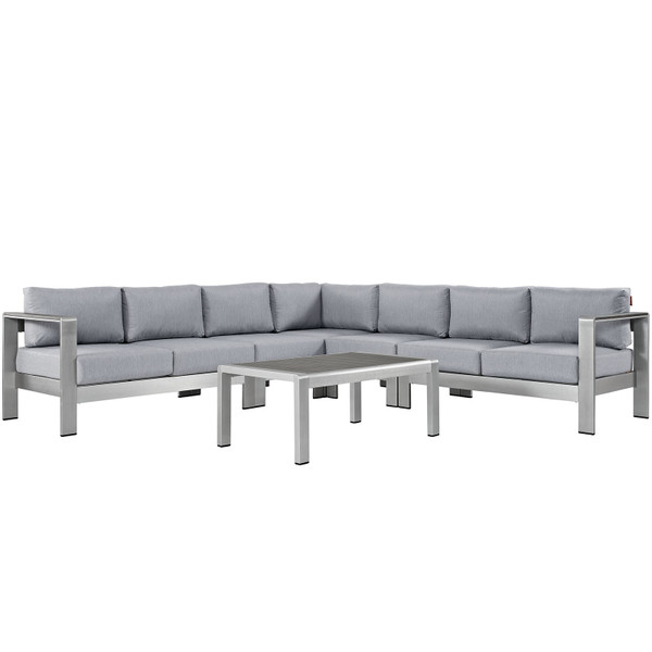 6 Piece Outdoor Patio Aluminum Sectional Sofa Set By Modernway 5 2561 19 Gry 5 2561 19 Gry