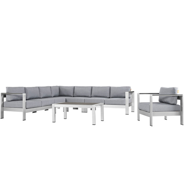 7 Piece Outdoor Patio Aluminum Sectional Sofa Set By Modernway 5 2562 19 Gry 5 2562 19 Gry