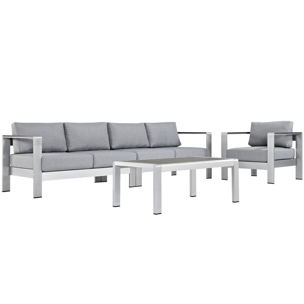 4 Piece Outdoor Patio Aluminum Sectional Sofa Set By Modernway 5 2563 19 Gry 5 2563 19 Gry
