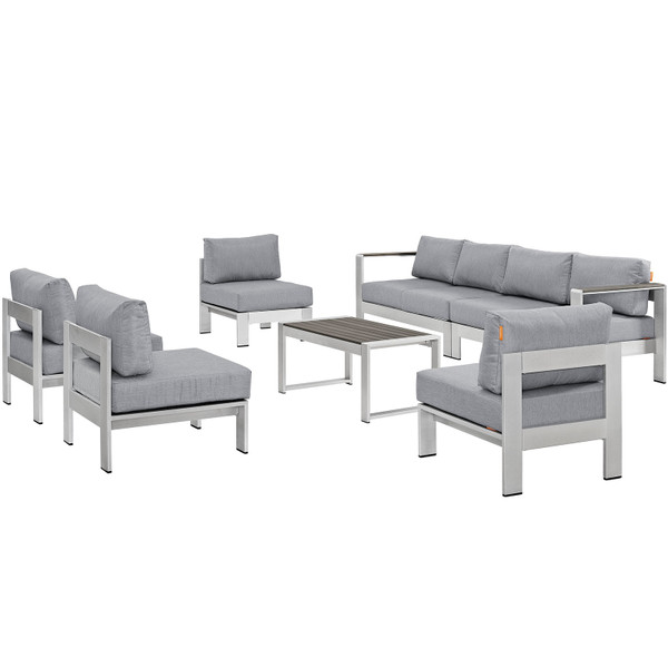 7 Piece Outdoor Patio Sectional Sofa Set By Modernway 5 2566 19 Gry 5 2566 19 Gry