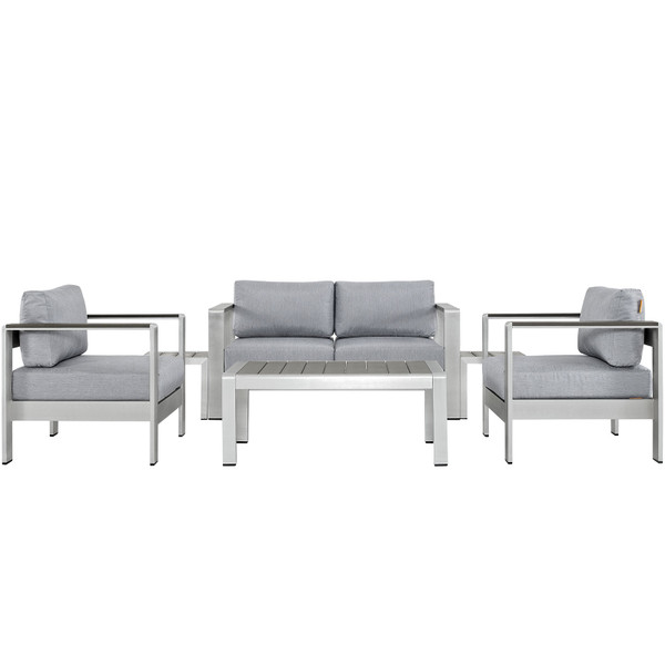 6 Piece Outdoor Patio Aluminum Sectional Sofa Set By Modernway 5 2568 19 Gry 5 2568 19 Gry
