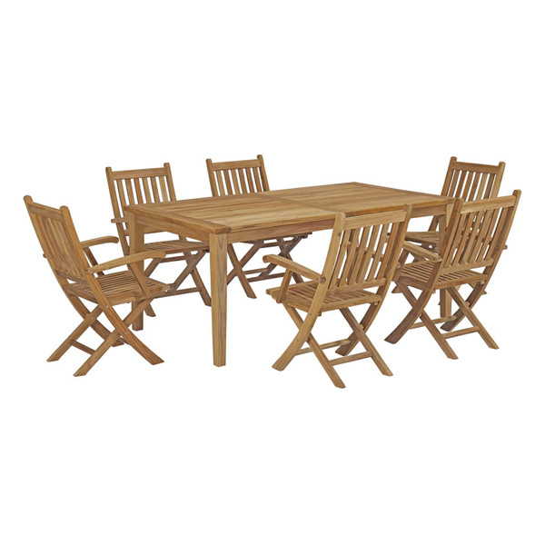7 Piece Outdoor Patio Teak Dining Set By Modernway 5 3206 14 Set 5 3206 14 Set