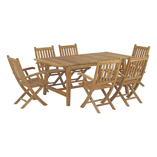 7 Piece Outdoor Patio Teak Dining Set By Modernway 5 3299 14 Set 5 3299 14 Set