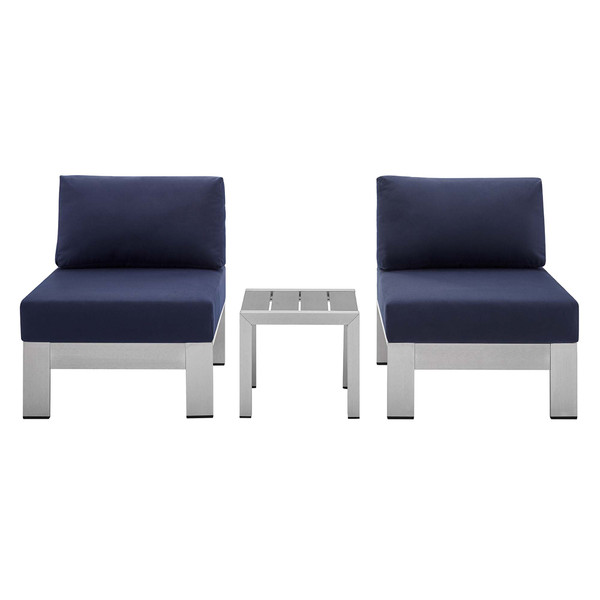 3 Piece Sunbrella Fabric Outdoor Patio Aluminum Set By Modernway 5 4312 19 Nav Set 5 4312 19 Nav Set