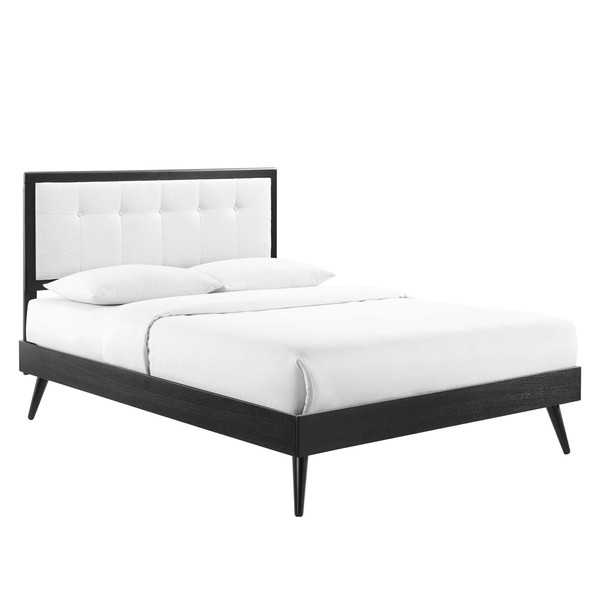 Wood Full Platform Bed With Splayed Legs By Modernway 13 6637 2 Whi 13 6637 2 Whi