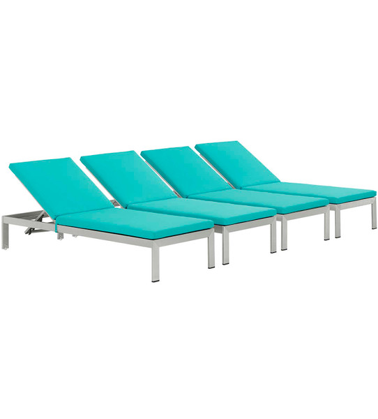 Outdoor Patio Aluminum Chaise With Cushions Set Of 4 By Modernway 5 2738 19 Trq Set 5 2738 19 Trq Set