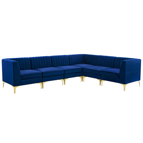 6 Piece Channel Tufted Performance Velvet Sectional Sofa By Modernway 5 4352 14 5 4352 14