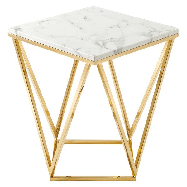 Gold Metal Stainless Steel End Table By Modernway 5 4206 7 Whi 5 4206 7 Whi