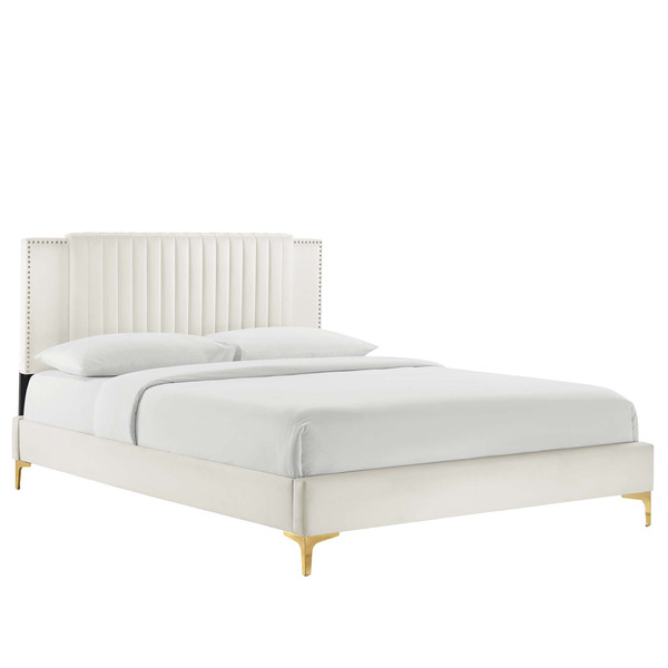 Channel Tufted Performance Velvet Queen Platform Bed By Modernway 13 6978 23 13 6978 23