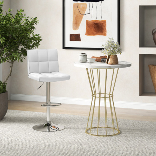 Adjustable Swivel Bar Stool With Pu Leather White Hw66492Wh 1 By Cw