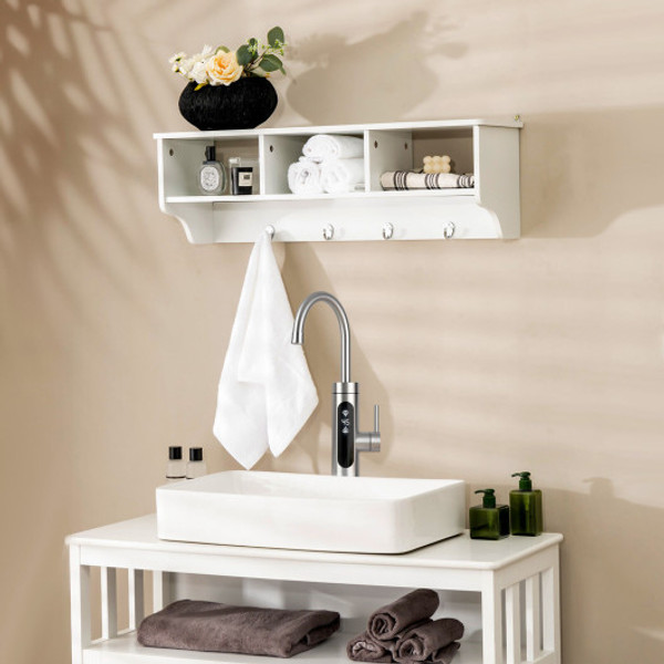 Wall Mount Cubby Organizer Hooks Entryway Storage Shelf White Hw67410Wh By Cw