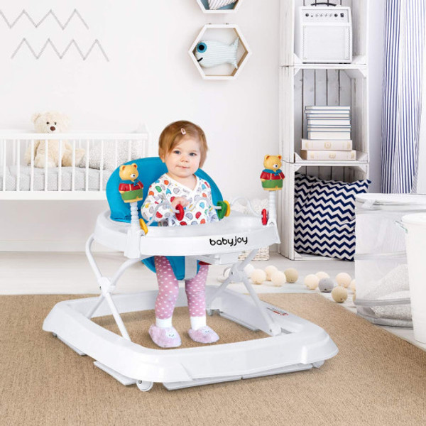 Adjustable Height Removable Folding Portable Baby Walker Blue Bb5637Bl By Cw