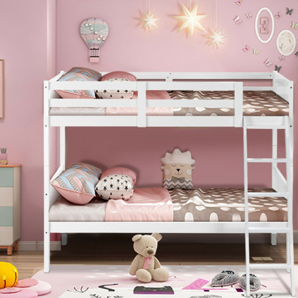 Twin Size Wooden Bunk Beds Convertible 2 Individual Beds White Hw61357Wh By Cw