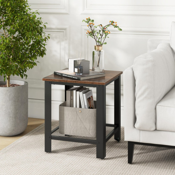 Industrial End Table 2 Tier Side Table Black Hw61493Bk By Cw