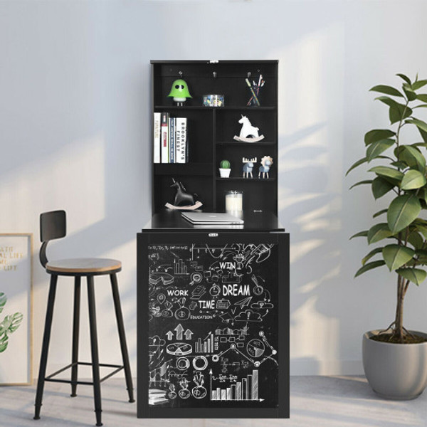 Convertible Wall Mounted Table With A Chalkboard Black Hw61920Bk By Cw