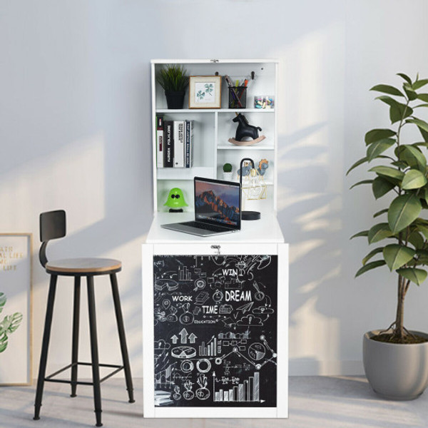 Convertible Wall Mounted Table With A Chalkboard White Hw61920Wh By Cw