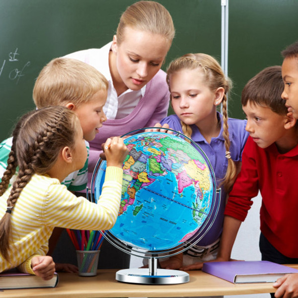 13 Inch Illuminated World Globe 720 Rotating Map With Led Light Hw63198 By Cw