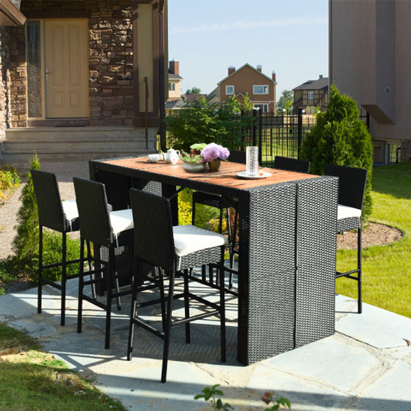 7 Pieces Patio Rattan Wicker Dining Furniture Set Hw68663B By Cw