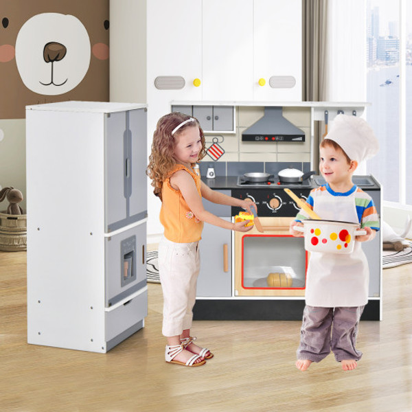 Wooden Chef Play Kitchen And Refrigerator With Realistic Range Hood And Roaster Tm10091 By Cw