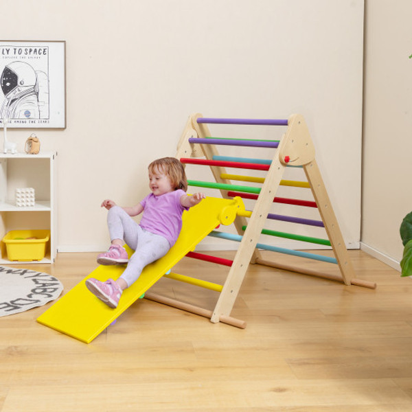 Kids Climbing Triangle Set With Adjustable And Reversible Ramp Multicolor Ts10097Cl By Cw