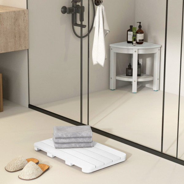 Waterproof Hips Spa Shower Mat For Bathroom With Non Slip Foot Pads White Ba8032Wh By Cw