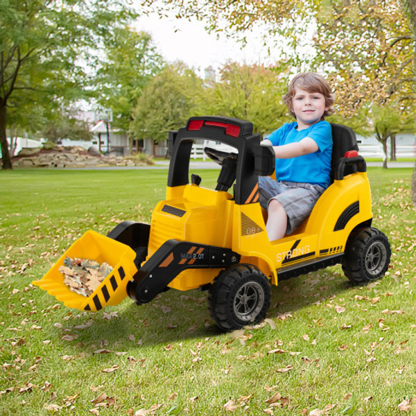 12V Kids Ride On Construction Tractor With Electric Adjustable Bucket Yellow Tq10176Us Yw By Cw