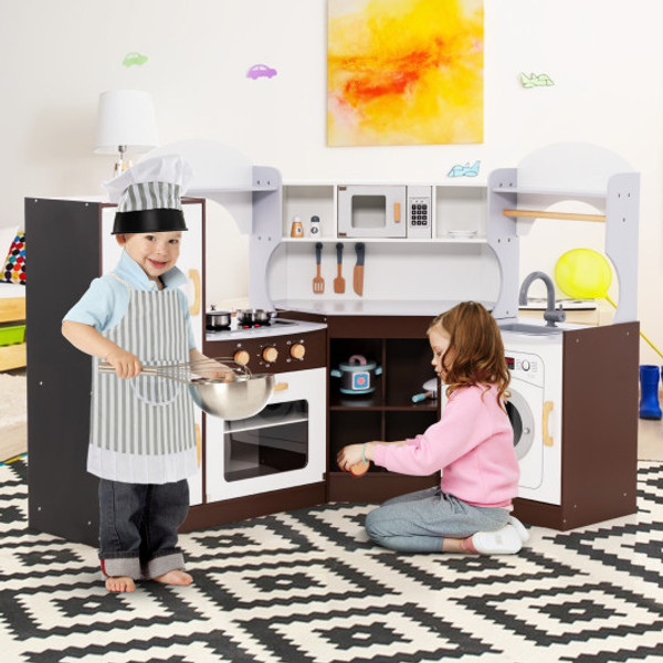 Toddler Kitchen Playset With Ice Maker Microwave Oven Sink And Washing Machine For Kids 3 Years Old Tm10081 By Cw