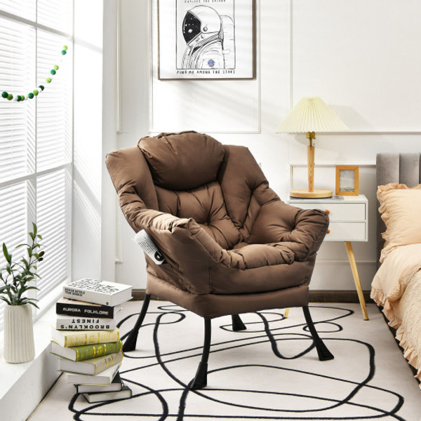 Modern Polyester Fabric Lazy Chair With Steel Frame And Side Pocket Brown Np10118Cf By Cw