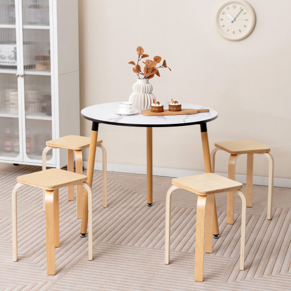 Stackable Stools Set Of 4 With Square Top And Rounded Corners Natural Jv10474Na 4 By Cw