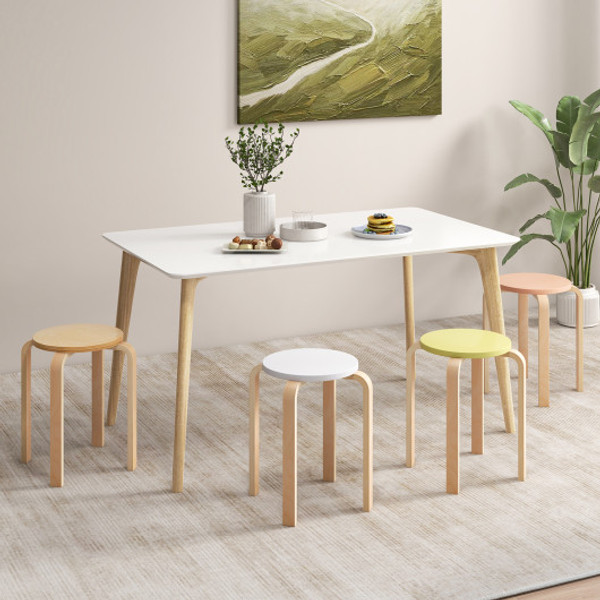 Set Of 4 Bentwood Stackable Stools Dining Stools With Round Tops Multicolor Jv10970Cl By Cw