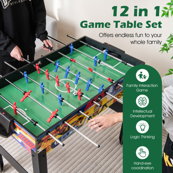 12 In 1 Combo Game Table Set With Foosball Air Hockey Pool Chess And Ping Pong Uy10055 By Cw